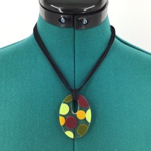 2/$25 Caracol Necklace with Polka Dot Resin Pendant